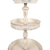 Etagère en fer vintage beige Ø42x75 cm style ancien à trois niveaux
