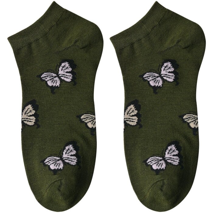 Juleeze JZSSK0032 Chaussettes Femme Vert foncé Papillon Gr 3641