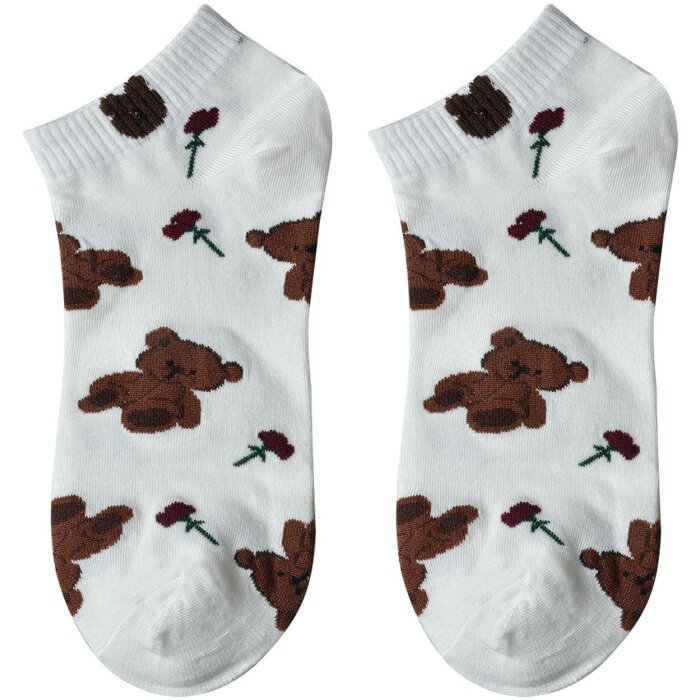 Juleeze JZSSK0034 Chaussettes Ours en peluche Blanc Marron Taille 3641