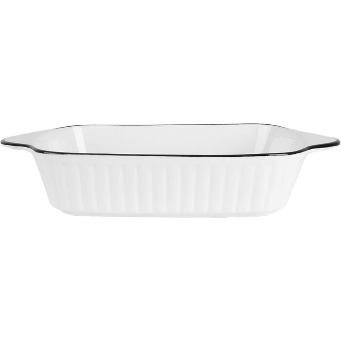 Clayre & Eef 6CE2165 Bol Blanc Noir 26x15x5 cm 550 ml Céramique Rectangulaire