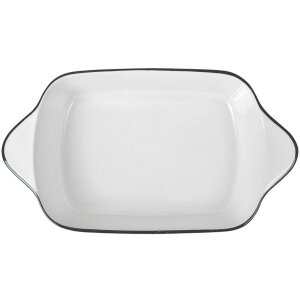 Clayre & Eef 6CE2165 Bol Blanc Noir 26x15x5 cm 550 ml Céramique Rectangulaire