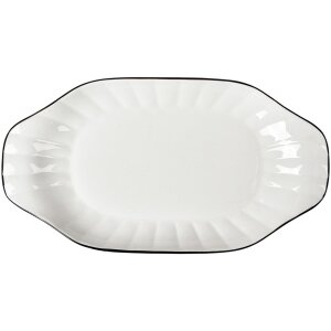 Clayre & Eef 6CE2166 Coupe Céramique Blanc Noir 29x16x3 cm Style Moderne