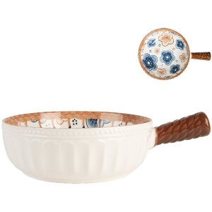 Clayre & Eef 6CE2171 Bol Rétro Vintage Céramique Blanc Marron 22x16x6 cm 500 ml