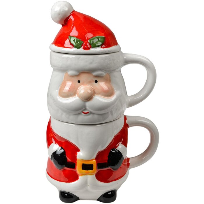 Bouteille de Noël Santa Claus en céramique 300/375 ml style campagne