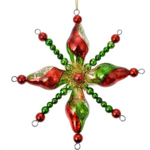 Clayre & Eef 6GL4705 Pendentif de Noël en verre Ø 16x3 cm Vert Rouge Style campagnard