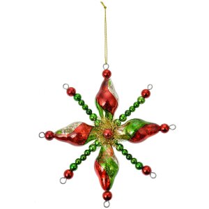 Clayre & Eef 6GL4705 Pendentif de Noël en verre Ø 16x3 cm Vert Rouge Style campagnard