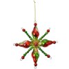 Clayre & Eef 6GL4705 Pendentif de Noël en verre Ø 16x3 cm Vert Rouge Style campagnard