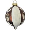 Clayre & Eef Boule de Noël brune blanche Ø 5 cm Hauteur 7 cm Verre style maison de campagne