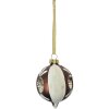Clayre & Eef Boule de Noël brune blanche Ø 5 cm Hauteur 7 cm Verre style maison de campagne