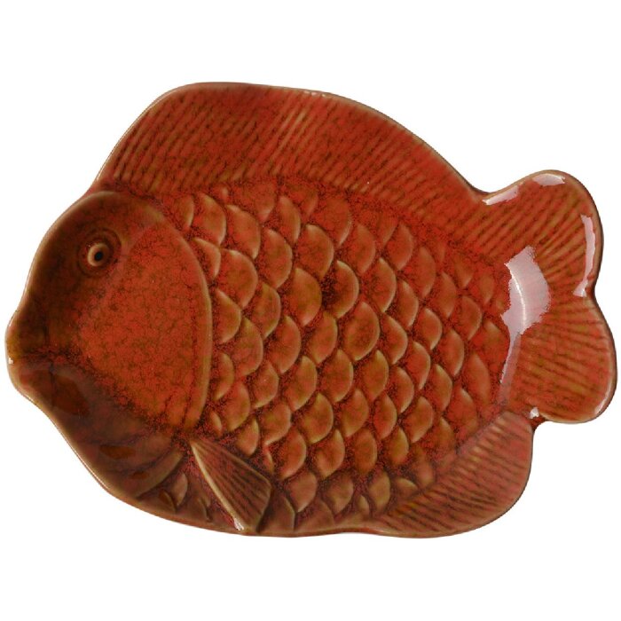 Clayre & Eef 6CE2162 Bol poisson céramique orange 16x11x3 cm