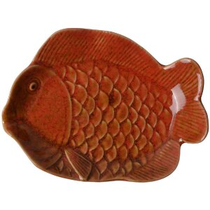 Clayre & Eef 6CE2162 Bol poisson céramique orange 16x11x3 cm