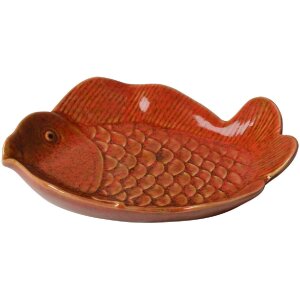 Clayre & Eef 6CE2162 Bol poisson céramique orange 16x11x3 cm