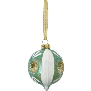Clayre & Eef 6GL4707 Boule de Noël Bleu Blanc Ø 5x7 cm Verre Style Campagne