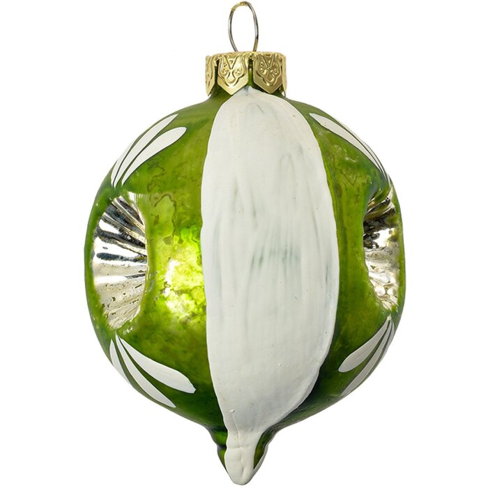 Clayre & Eef 6GL4709 Boule de Noël en verre Vert Blanc Ø 5x7 cm style campagnard