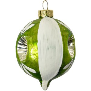 Clayre & Eef 6GL4709 Boule de Noël en verre Vert Blanc Ø 5x7 cm style campagnard