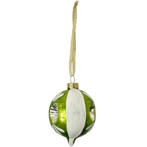 Clayre & Eef 6GL4709 Boule de Noël en verre Vert Blanc Ø 5x7 cm style campagnard