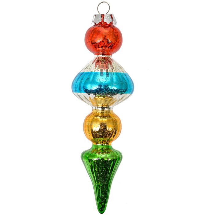 Clayre & Eef 6GL4713 Pendentif de Noël en verre Ø 5x16 cm Multicolore style campagnard