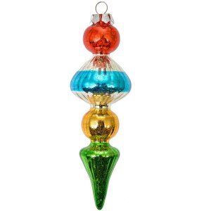 Clayre & Eef 6GL4713 Pendentif de Noël en verre Ø 5x16 cm Multicolore style campagnard