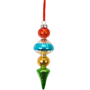 Clayre & Eef 6GL4713 Pendentif de Noël en verre Ø 5x16 cm Multicolore style campagnard