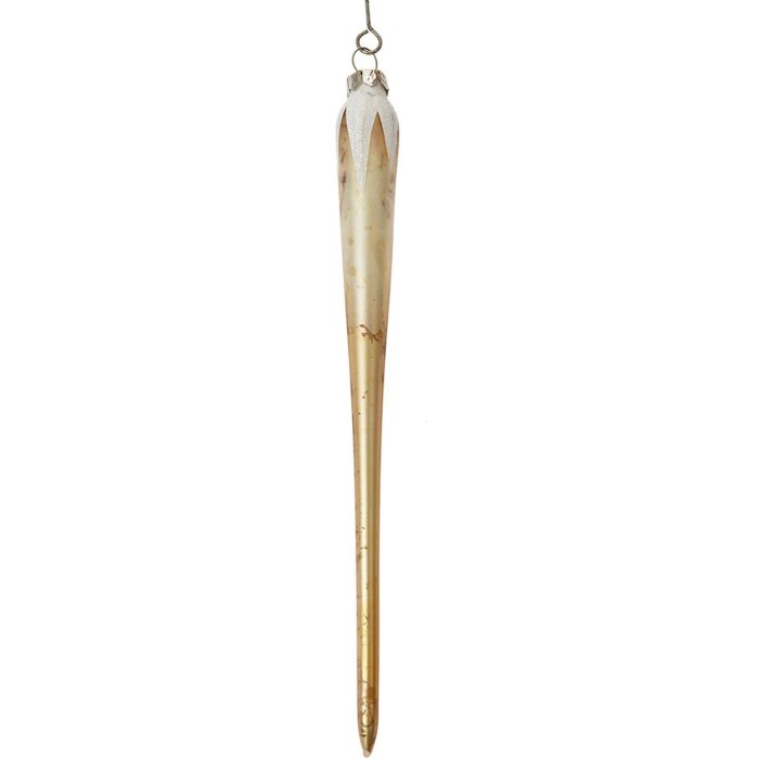 Clayre & Eef 6GL4714 Pendentif de Noël en verre Beige Gris Ø 2x21 cm style campagnard