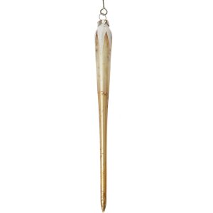 Clayre & Eef 6GL4714 Pendentif de Noël en verre Beige Gris Ø 2x21 cm style campagnard