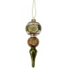 Clayre & Eef 6GL4715 Pendentif de Noël verre vert argent Ø 6x17 cm style campagnard