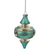Clayre & Eef 6GL4716 Pendentif de Noël bleu argent Ø 8x13 cm verre style campagne