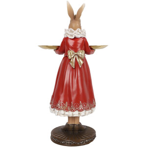 Clayre & Eef 6PR5359 Décoration Lapin avec bol Beige Rouge Or 18x17x31 cm