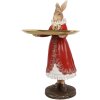 Clayre & Eef 6PR5359 Décoration Lapin avec bol Beige Rouge Or 18x17x31 cm