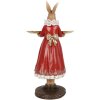 Clayre & Eef 6PR5359 Décoration Lapin avec bol Beige Rouge Or 18x17x31 cm