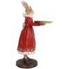 Clayre & Eef 6PR5359 Décoration Lapin avec bol Beige Rouge Or 18x17x31 cm