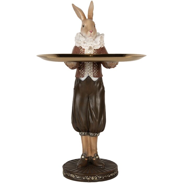 Clayre & Eef 6PR5360 Décoration Lapin avec bol Beige Marron 18x17x31 cm