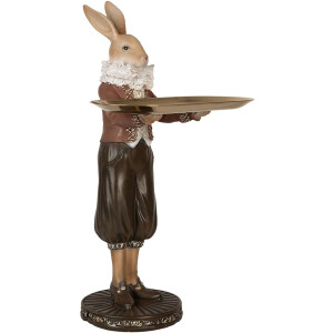 Clayre & Eef 6PR5360 Décoration Lapin avec bol Beige Marron 18x17x31 cm