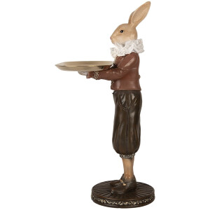 Clayre & Eef 6PR5360 Décoration Lapin avec bol Beige Marron 18x17x31 cm