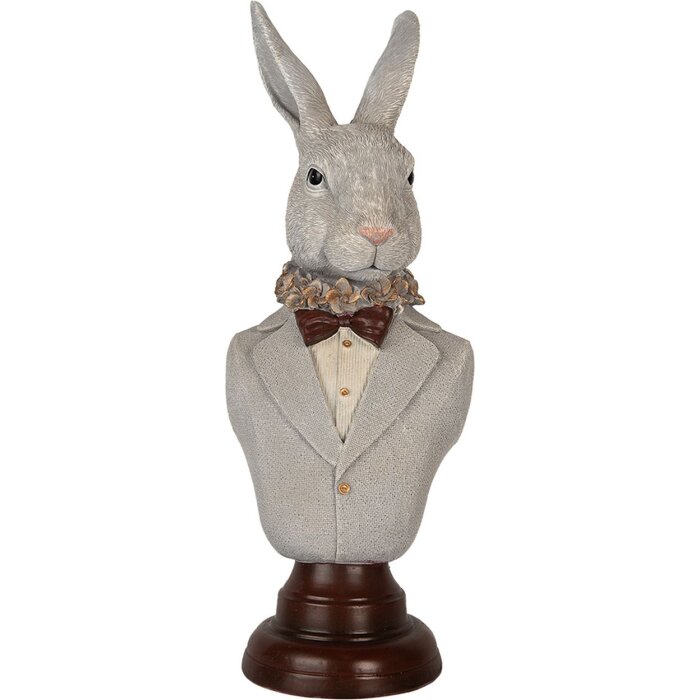Clayre & Eef 6PR5361 Décoration Buste Lapin Gris Marron 15x13x39 cm