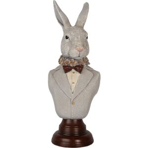 Clayre & Eef 6PR5361 Décoration Buste Lapin Gris Marron 15x13x39 cm