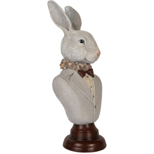 Clayre & Eef 6PR5361 Décoration Buste Lapin Gris Marron 15x13x39 cm