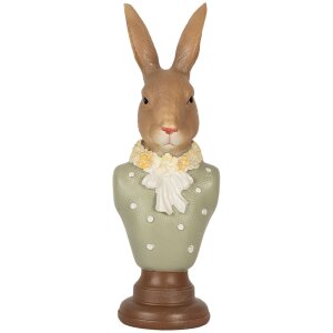 Clayre & Eef 6PR5364 Décoration Buste Lapin Marron Vert 6x5x18 cm Polyrésine