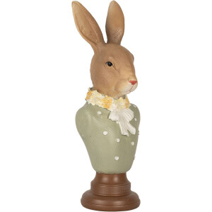 Clayre & Eef 6PR5364 Décoration Buste Lapin Marron Vert 6x5x18 cm Polyrésine