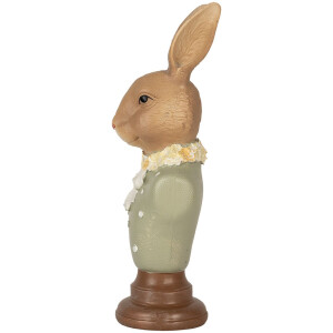 Clayre & Eef 6PR5364 Décoration Buste Lapin Marron Vert 6x5x18 cm Polyrésine
