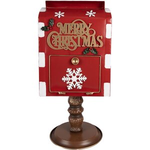 Clayre & Eef 6Y5633 Boîte aux lettres rouge brun 27x22x51 cm style campagnard Noël