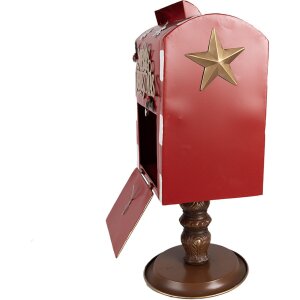 Clayre & Eef 6Y5633 Boîte aux lettres rouge brun 27x22x51 cm style campagnard Noël