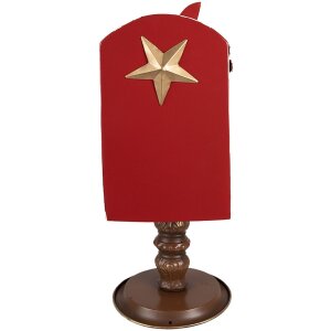 Clayre & Eef 6Y5633 Boîte aux lettres rouge brun 27x22x51 cm style campagnard Noël