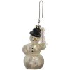 Clayre & Eef 6GL4718 Pendentif de Noël en verre blanc noir Ø 5x10 cm style campagnard