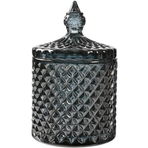 Clayre & Eef 6GL4722 Bocal à provisions avec couvercle Verre Gris Ø 9x14 cm Classique