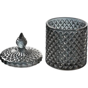 Clayre & Eef 6GL4722 Bocal à provisions avec couvercle Verre Gris Ø 9x14 cm Classique