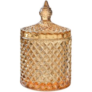 Pot de conserves en verre avec couvercle jaune Ø9x14 cm