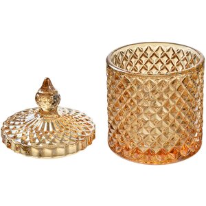 Pot de conserves en verre avec couvercle jaune Ø9x14 cm