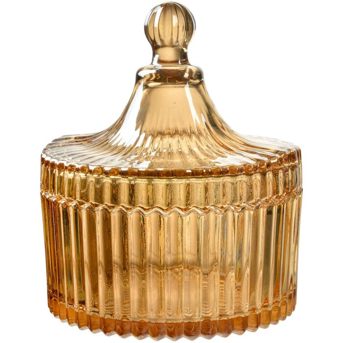Verrine de stockage en verre Clayre & Eef modèle 6GL4724, jaune, diamètre 10 x 12 cm avec couvercle