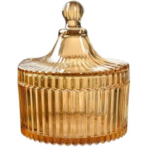 Verrine de stockage en verre Clayre & Eef modèle 6GL4724, jaune, diamètre 10 x 12 cm avec couvercle